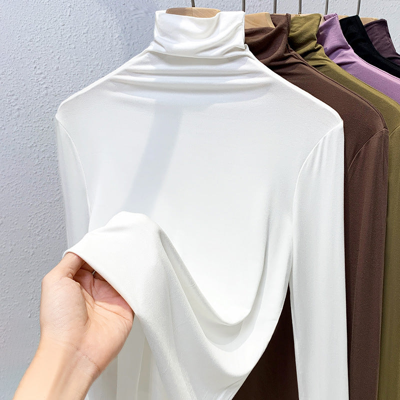 Women’s Long Sleeve Turtleneck Shirt, Ribbed and Elastic