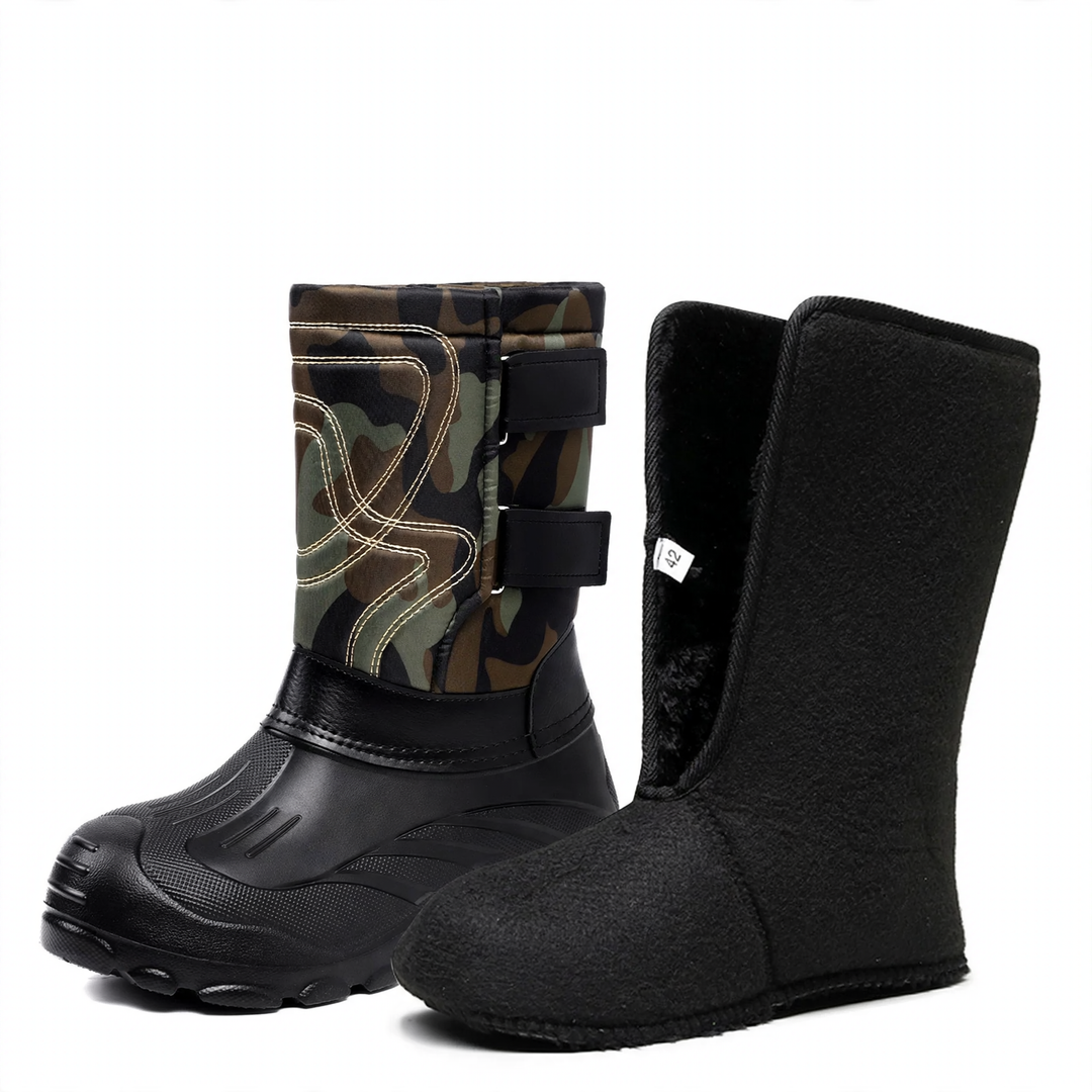 Padded men's winter boots for slipping on
