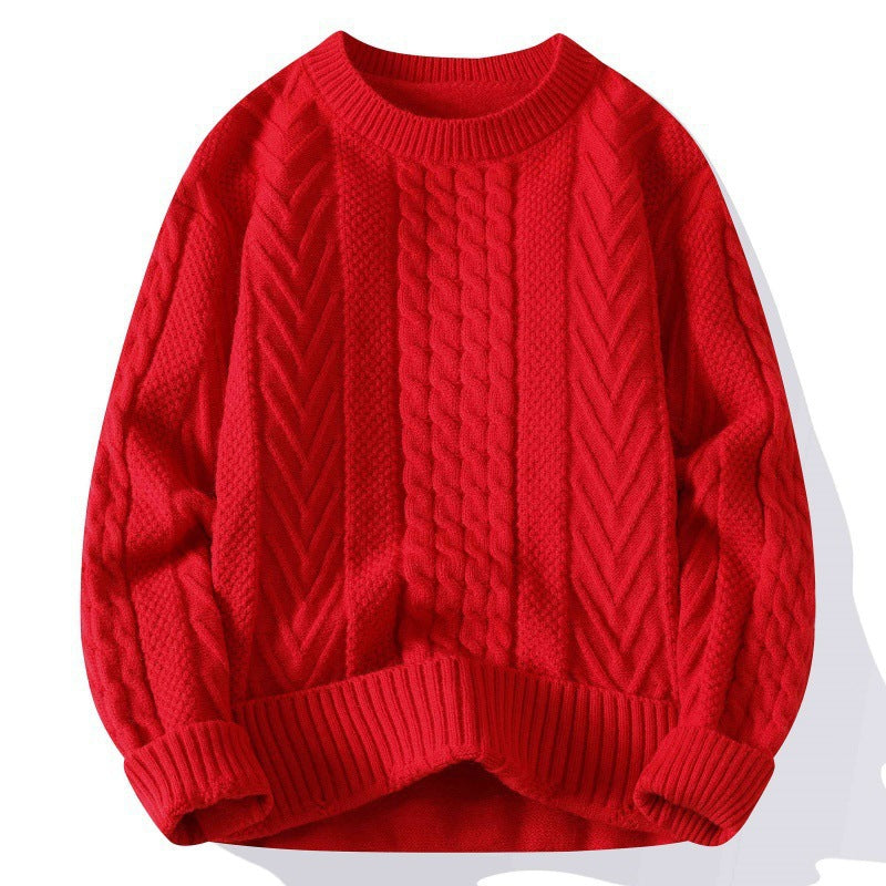 Chunky knit sweater with cable pattern