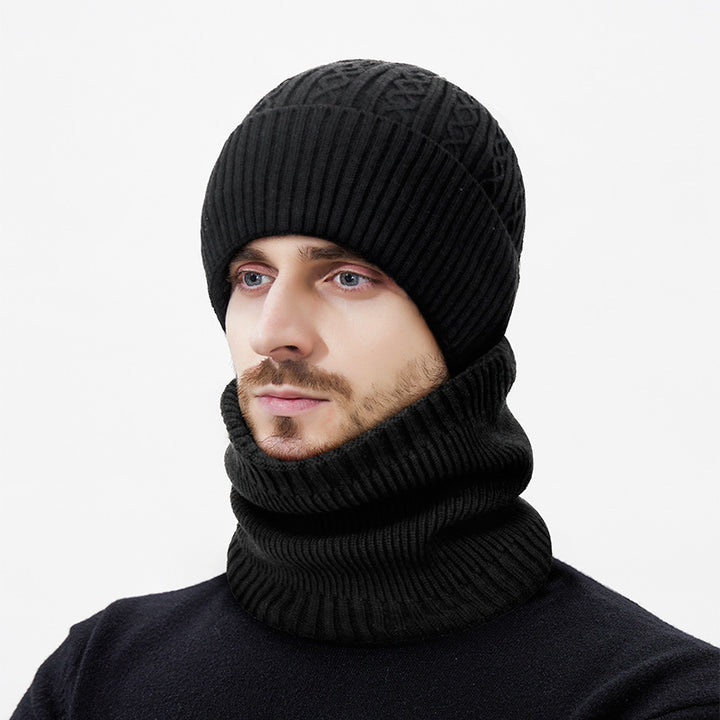 Knit hat and neck warmer set, One size