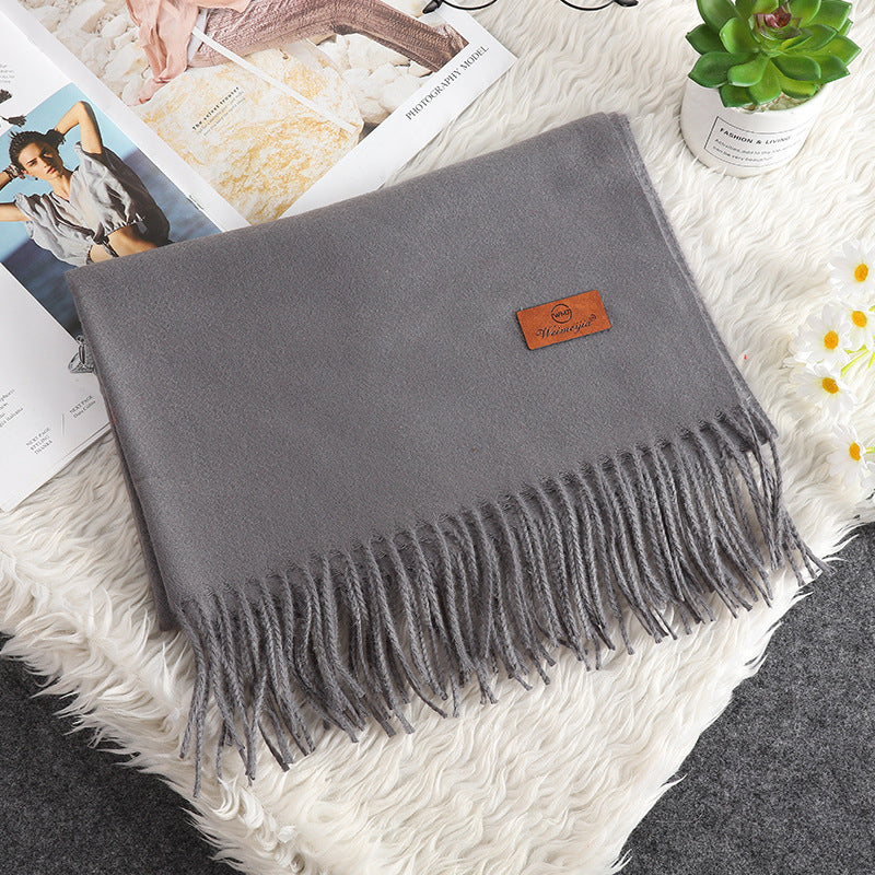 Winter scarf with fringes, 200x70 cm