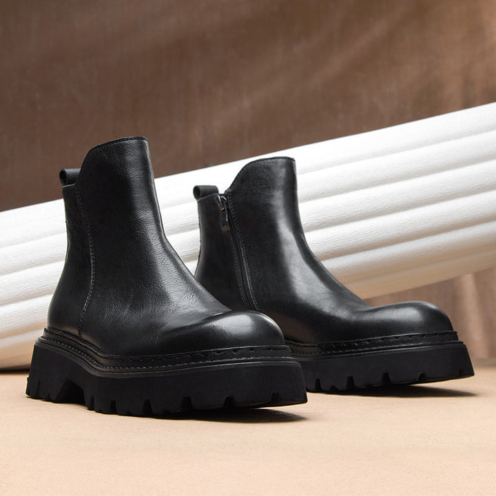 Men's Chelsea boots made of cowhide leather, with zipper