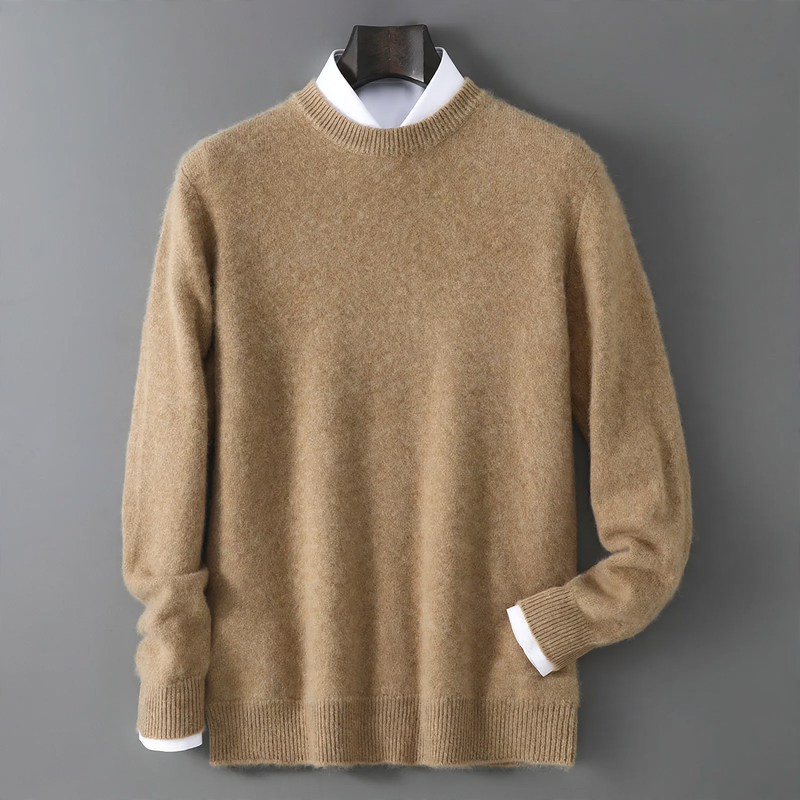 Men's knitted sweater, round neck, loose
