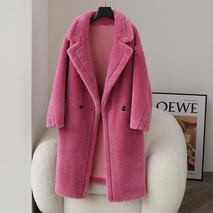 Relaxed women's winter coat made of virgin wool