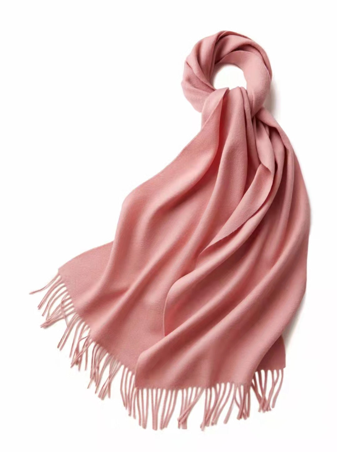 Solid colored wool scarf with fringes, 32x180cm