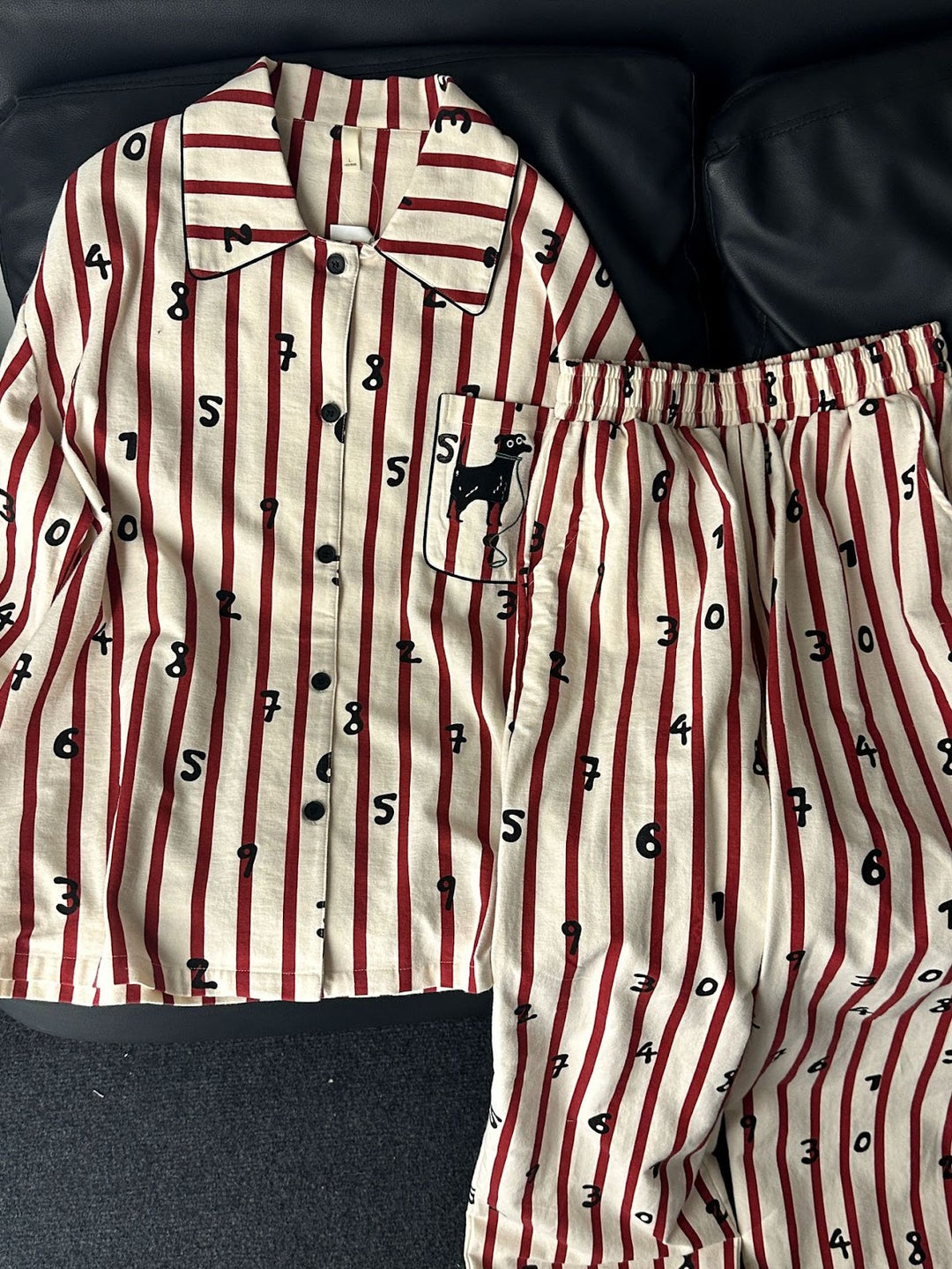 Cotton house suit, brushed, long, cartoon design