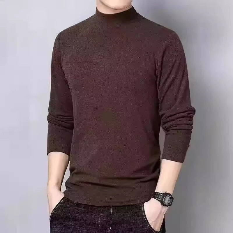 Men's long sleeve shirt with stand-up collar, padded