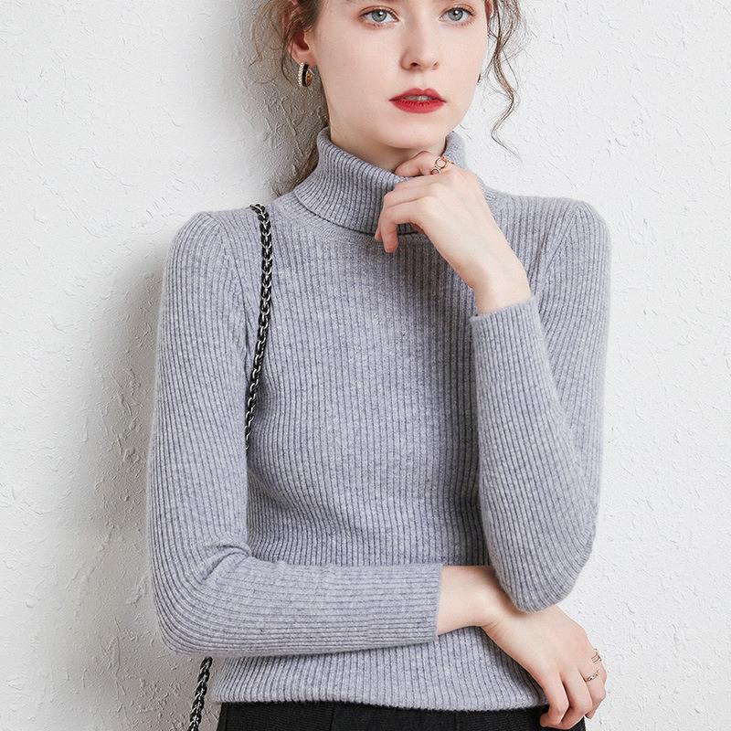 Women’s turtleneck sweater, knitted, slim fit