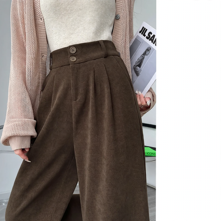Padded chenille pants with high waist