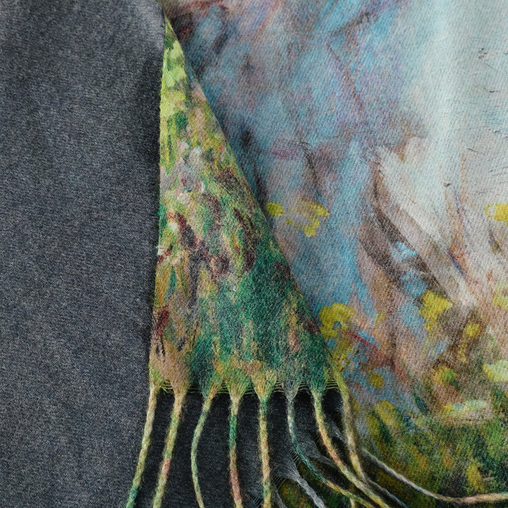 Women's scarf with art cashmere feel and art print, 70x180 cm