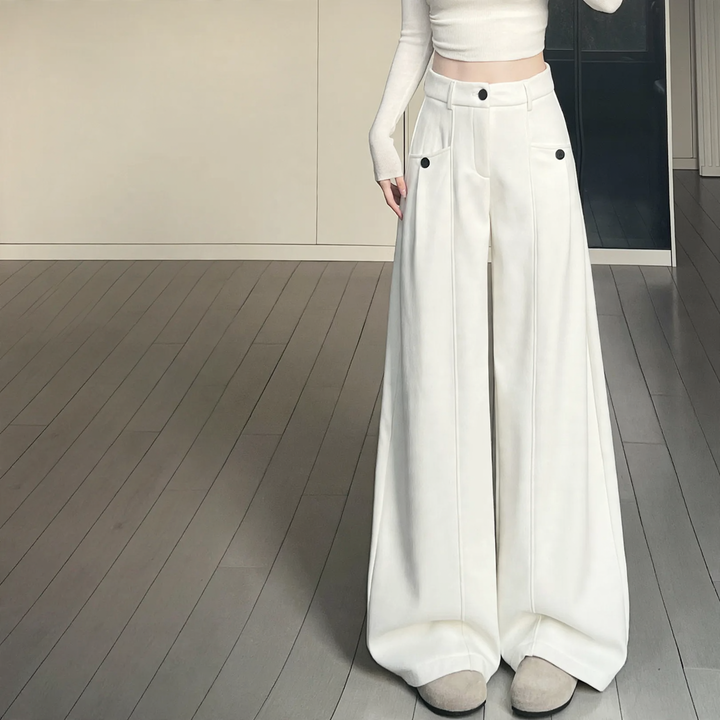 Women’s corduroy suit trousers with high waistband