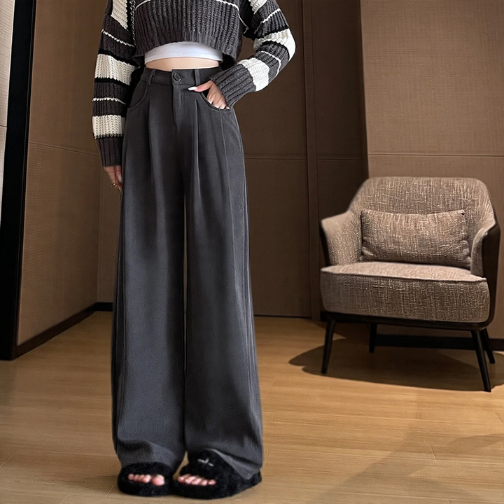 Women's corduroy pants, wide cut, flowing