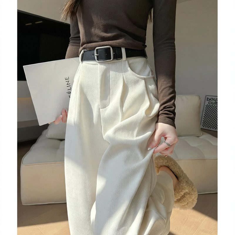 Women’s cord pants with wide leg, high waist