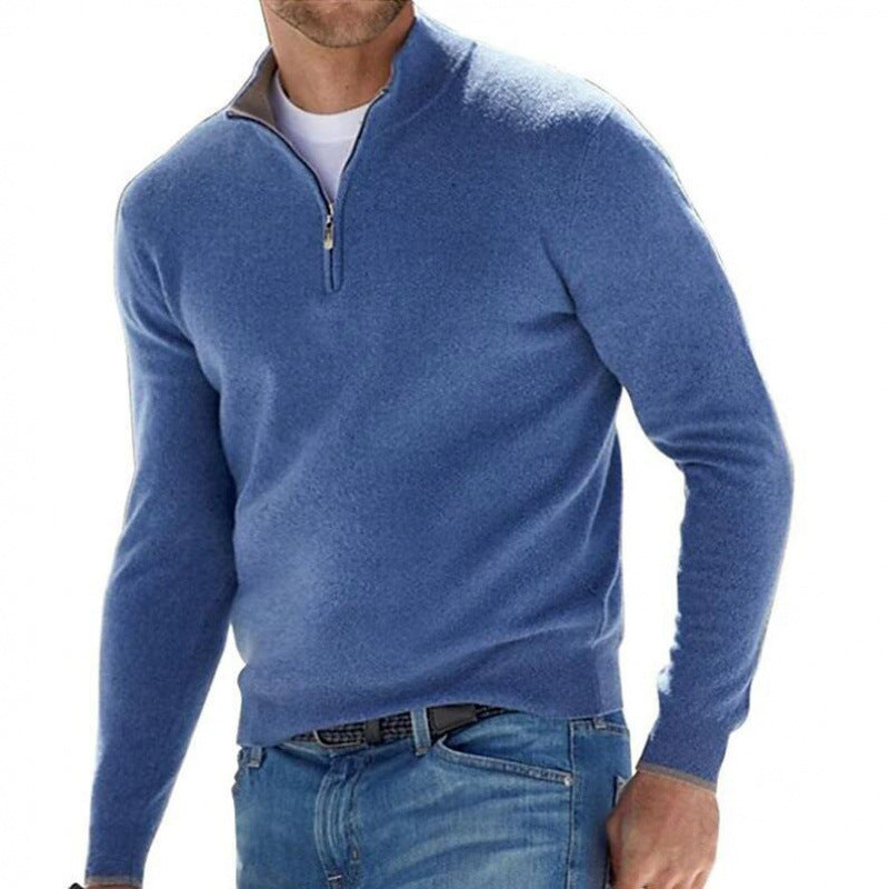 Men's Long Sleeve Cashmere Sweater, Simple Design