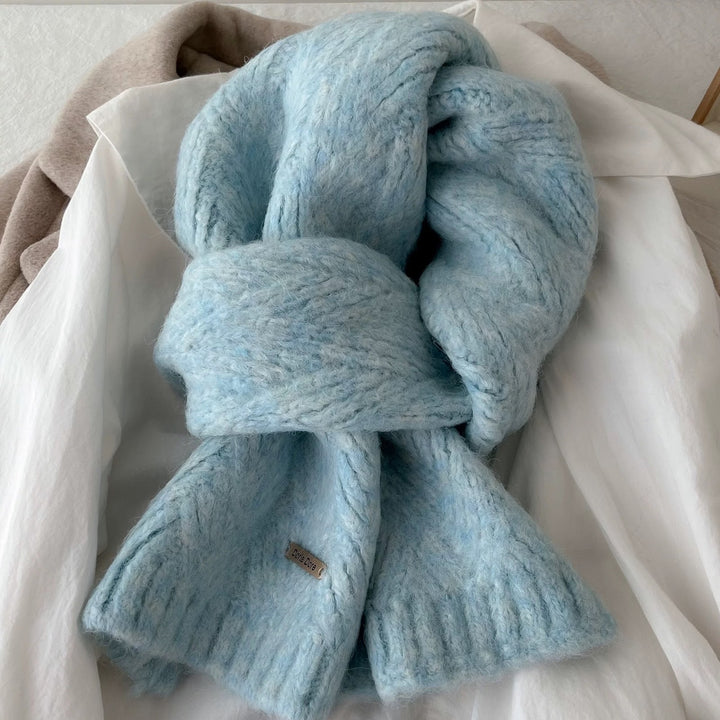 Solid color alpaca wool blend knit scarf, 22x162 cm