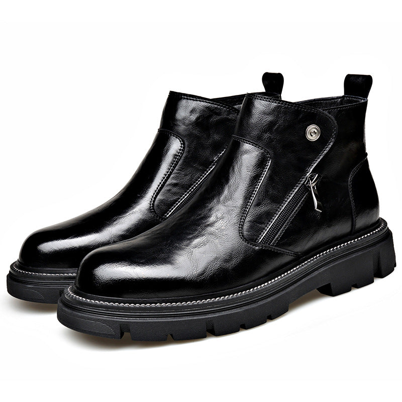 Men's Chelsea boots made of genuine leather with zipper