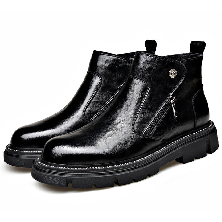 Men's Chelsea boots made of genuine leather with zipper