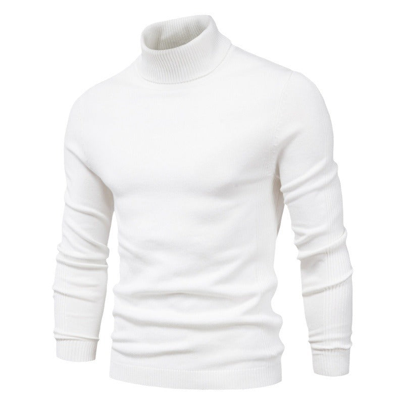 Men's turtleneck sweater, solid color, casual