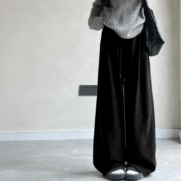 Kord-wide pants for women, high-waisted, lined