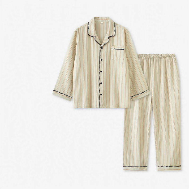 Cotton Pajama Set for Couples, Gauze Fabric