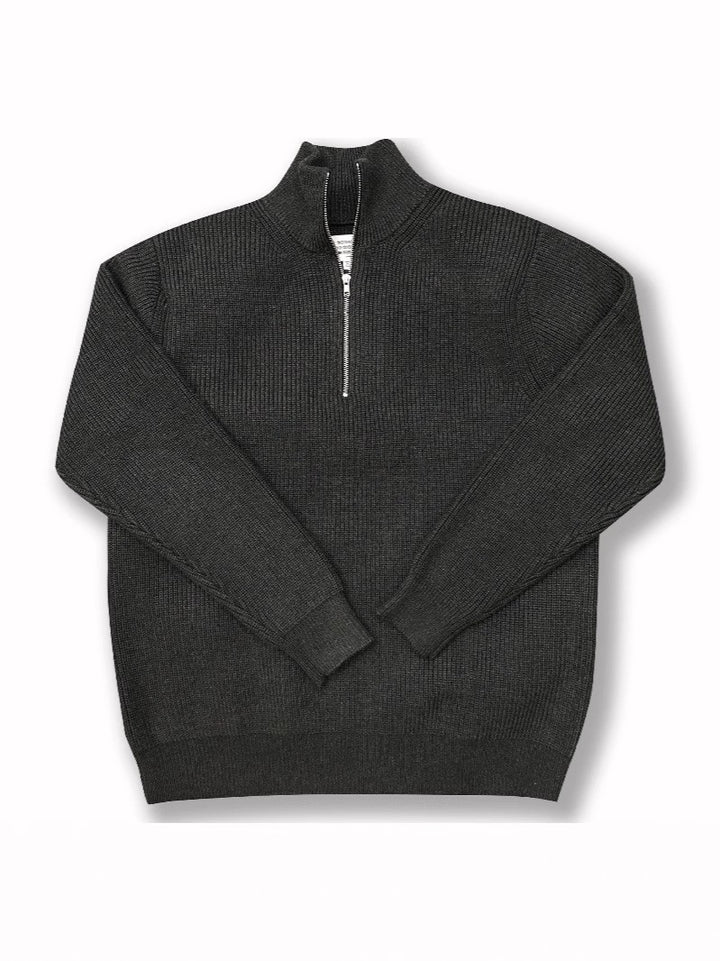Unisex knitted pullover with zipper, cotton blend