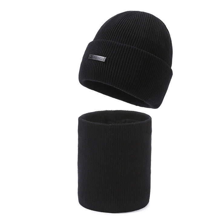 Warm set of knitted hat and neck warmer