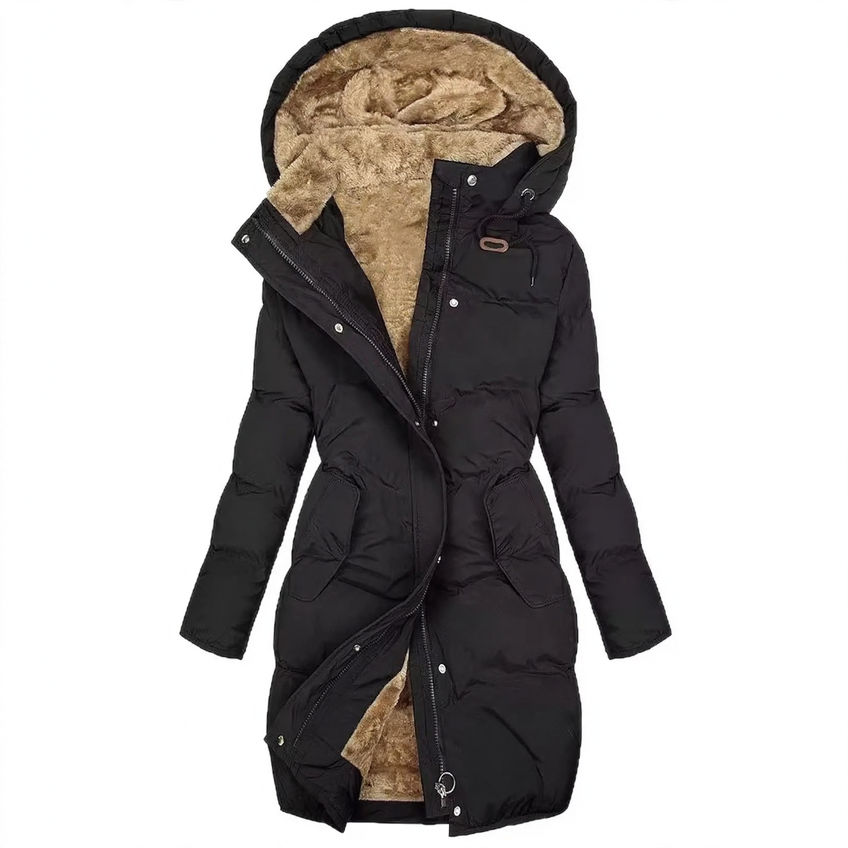 Fleece-lined women's jacket with fur collar