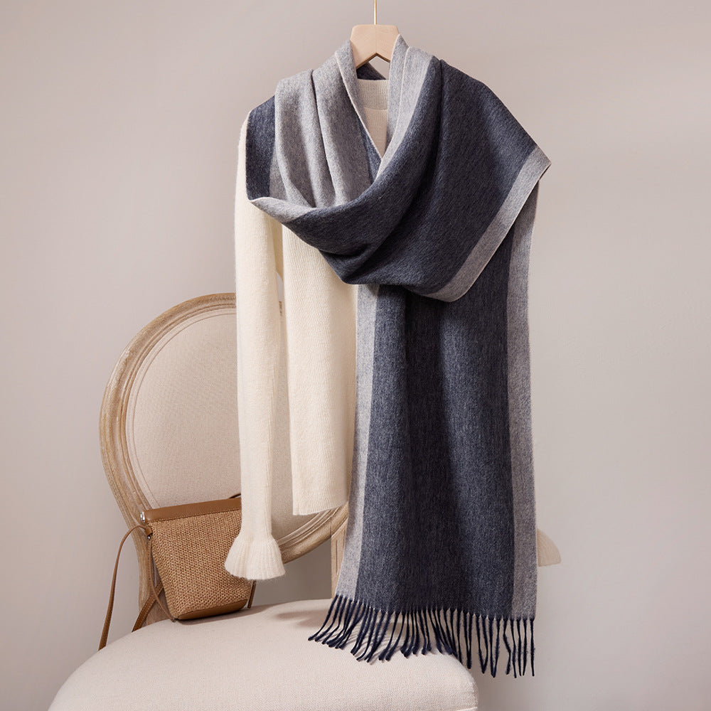 Wool scarf with fringes, 35x190cm
