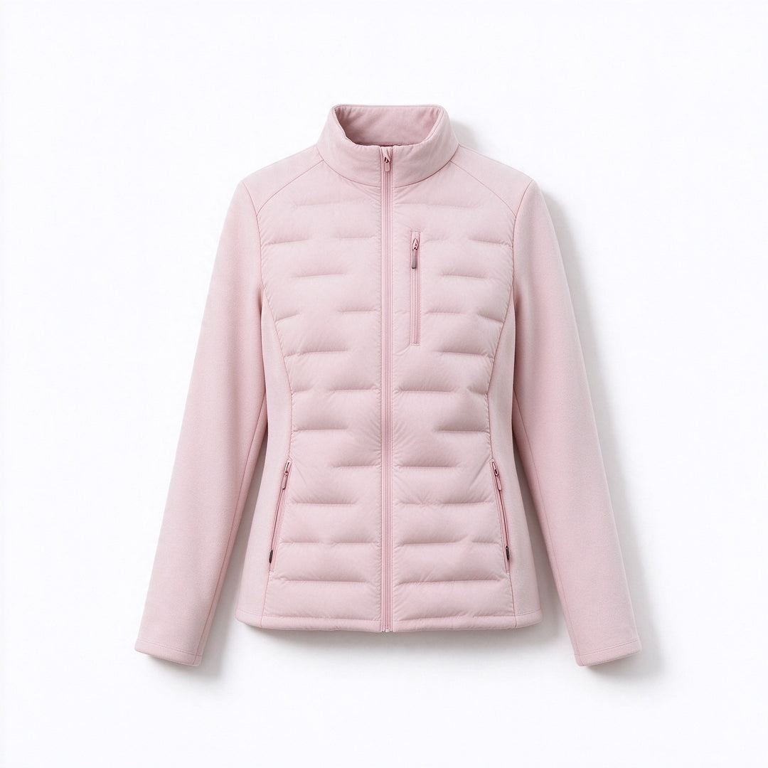 Slim women's down jacket, white duck down, lightweight and warm