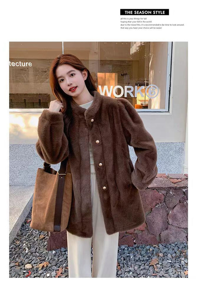 Fluffy faux fur coat in mink look