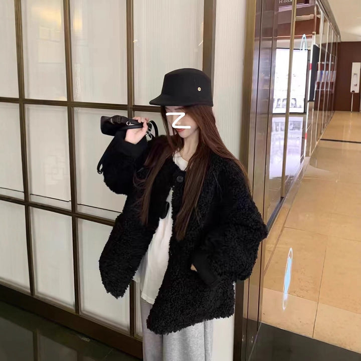 Fluffy Lambskin Look Jacket for Women