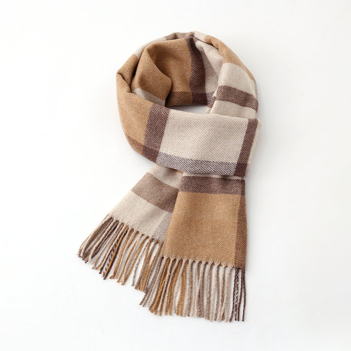 Wool scarf, checked or solid color, 170x32cm