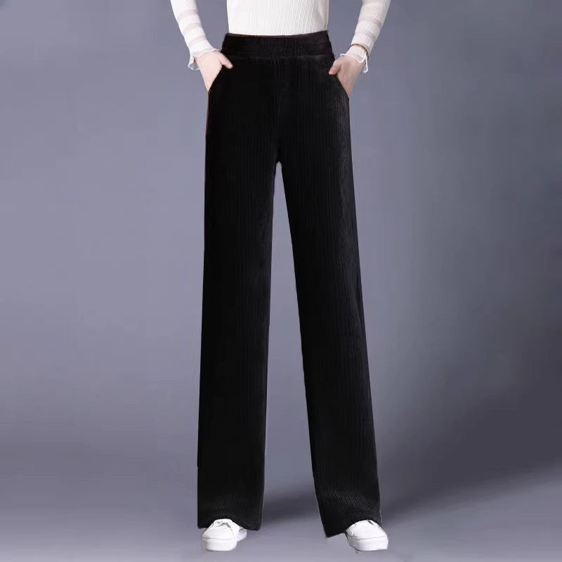 Fleece-lined corduroy pants for women