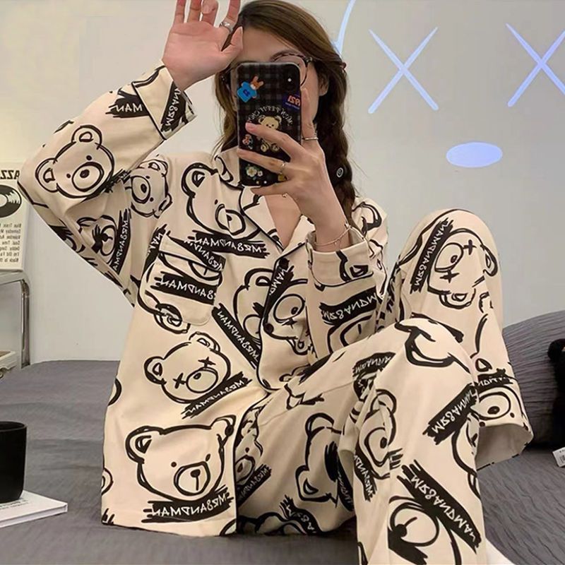Women’s Pajama Set, Long Sleeve, Heart Pattern, Leisure Style