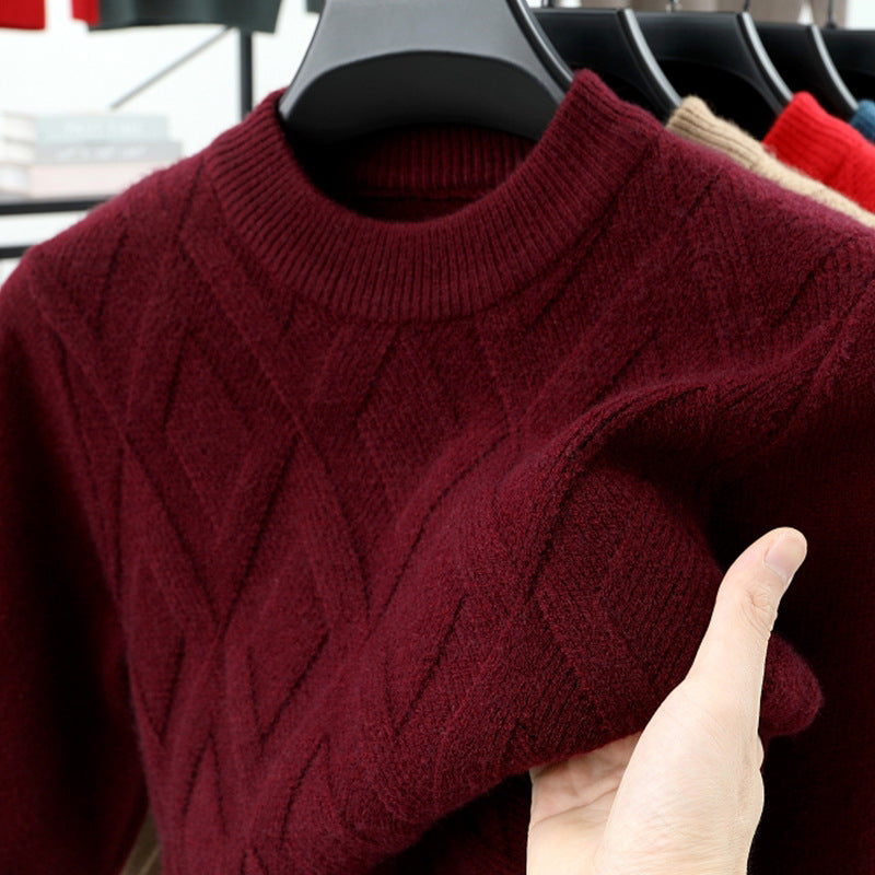 Men's wool sweater, stand-up collar, warm, plus sizes