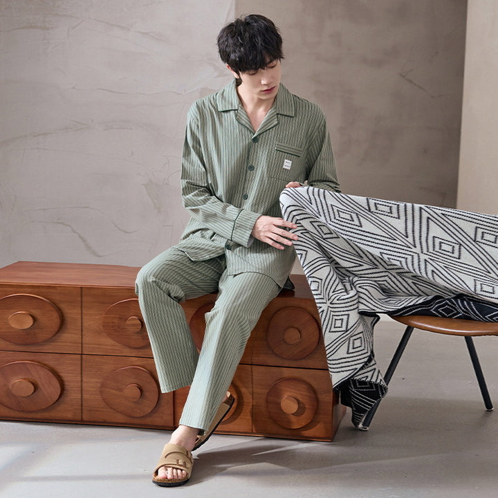 Men's Pajama Set, Cotton, Striped