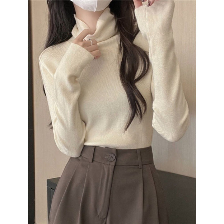Women's knitted sweater, roll neck, body-hugging