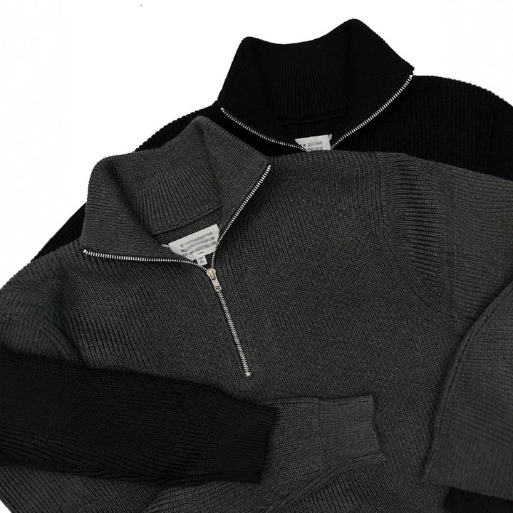 Unisex knitted pullover with zipper, cotton blend