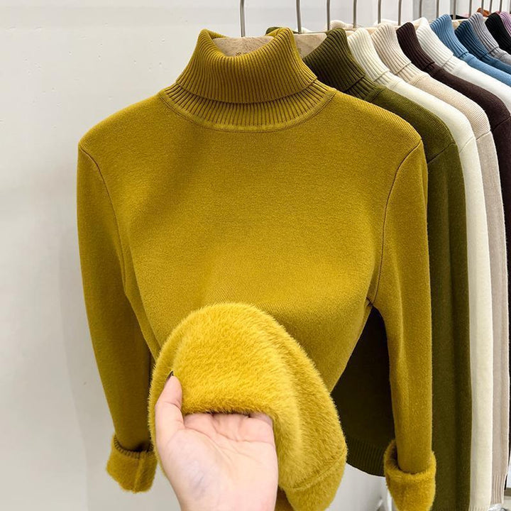 Women's turtleneck sweater, lined, warm, long sleeve