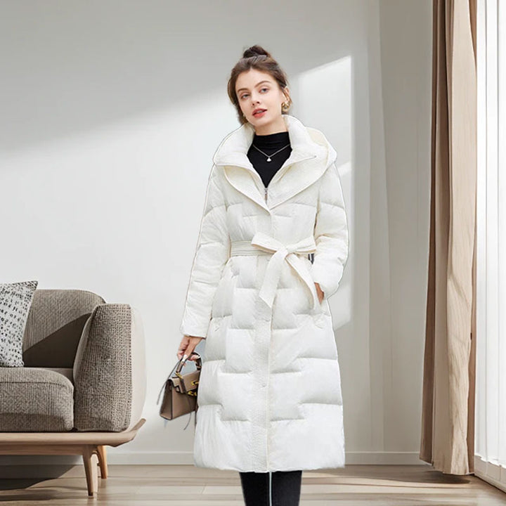 Women's down coat, mid-length, with duck down filling