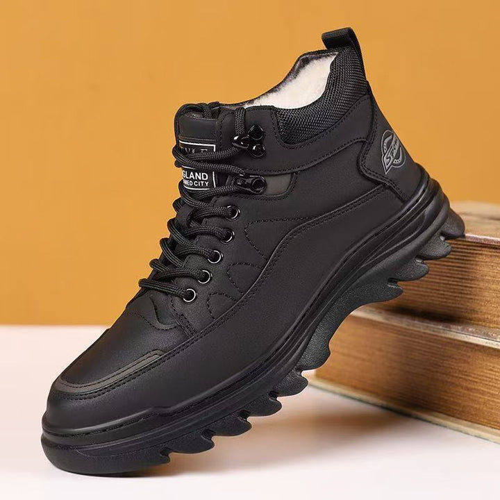 Padded men's winter boots, slip-resistant, warm