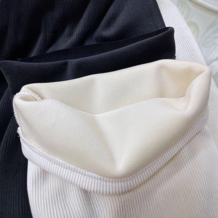 Women's corduroy pants, lined, straight cut
