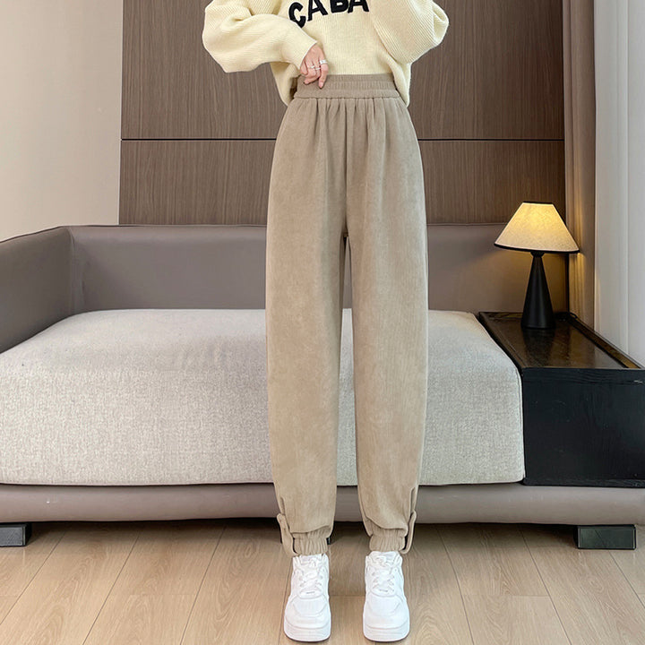 Padded cord jogger pants with cuffs