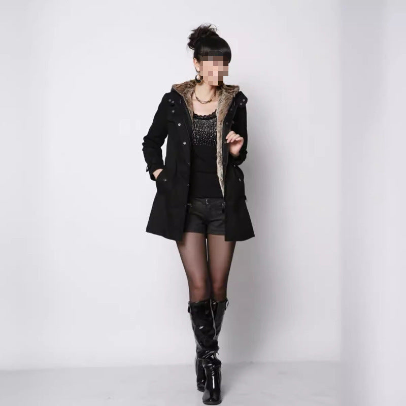Padded parka with faux fur collar and hood