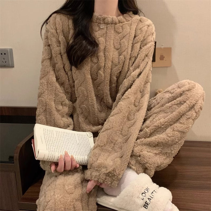 Fluffy Jacquard Loungewear Set for Couples