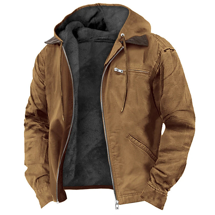 Men's hooded jacket, padded, with zipper pockets
