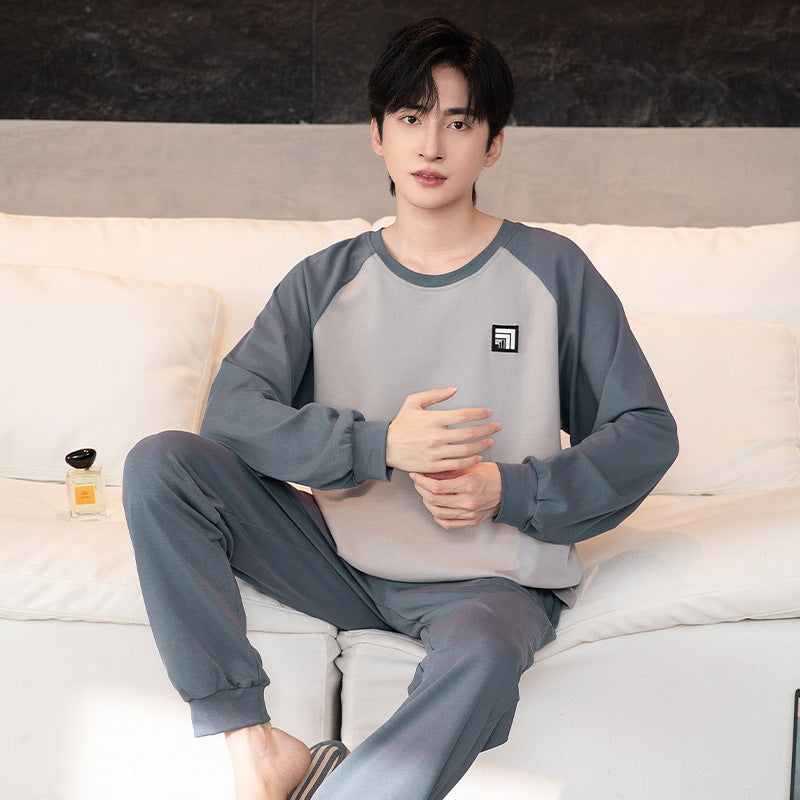 Men's Pajama Set, Crew Neck, Long Sleeve, Lightweight