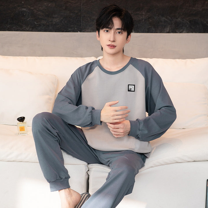Men's Pajama Set, Crew Neck, Long Sleeve, Lightweight