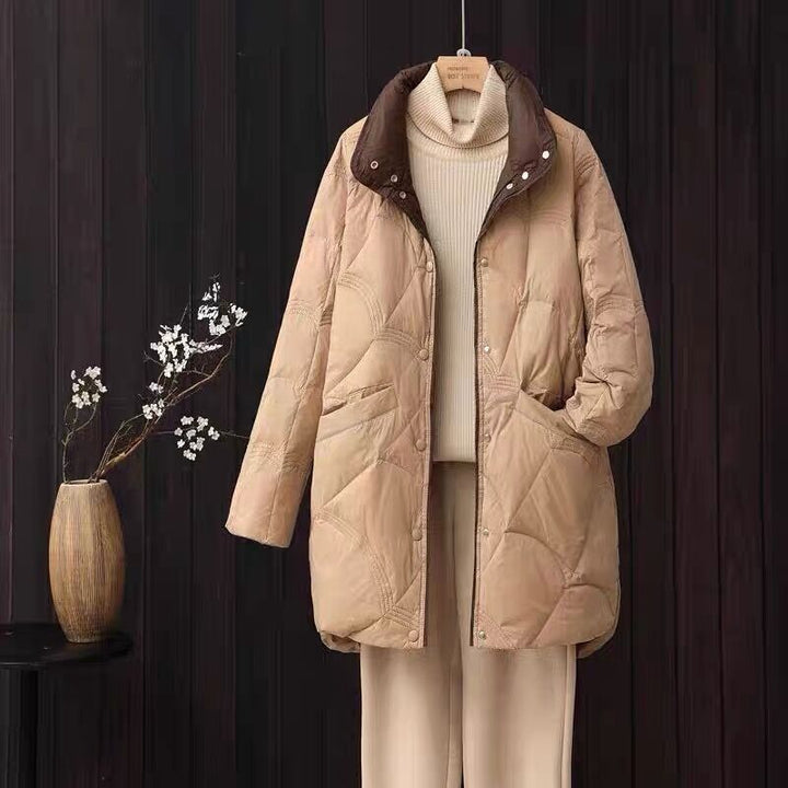 Light down jacket with stand-up collar for women, plus size