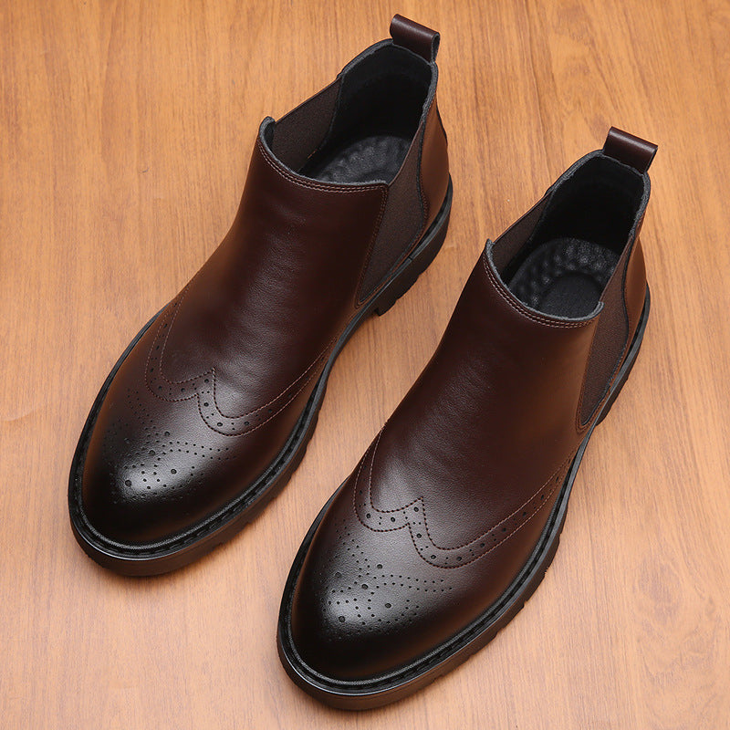 Classic men's Chelsea boots with brogue details